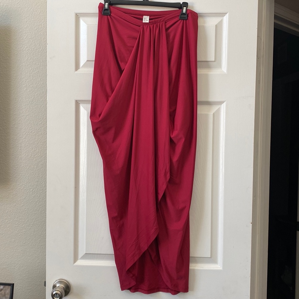 Burgundy drape skirt